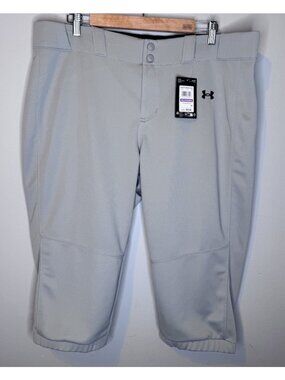 New Under Armour W Utility Softball Pants 2XL Grey Gray Loose Fit Stain Release